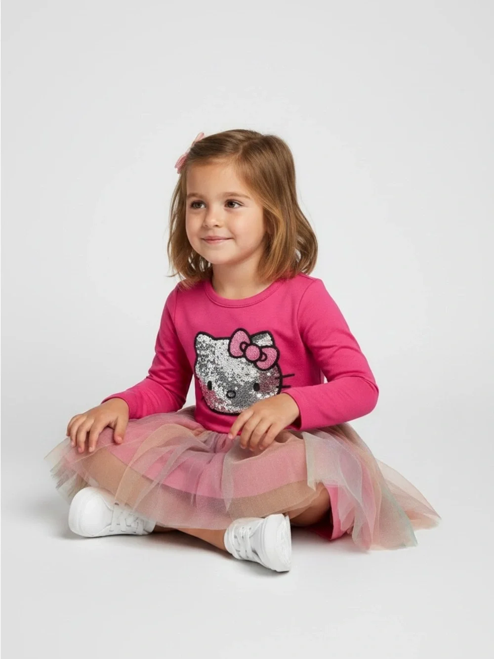 Hello Kitty Girls Pink Sequin Top Multi-Color Tulle Skirt Dress NWT 12 months